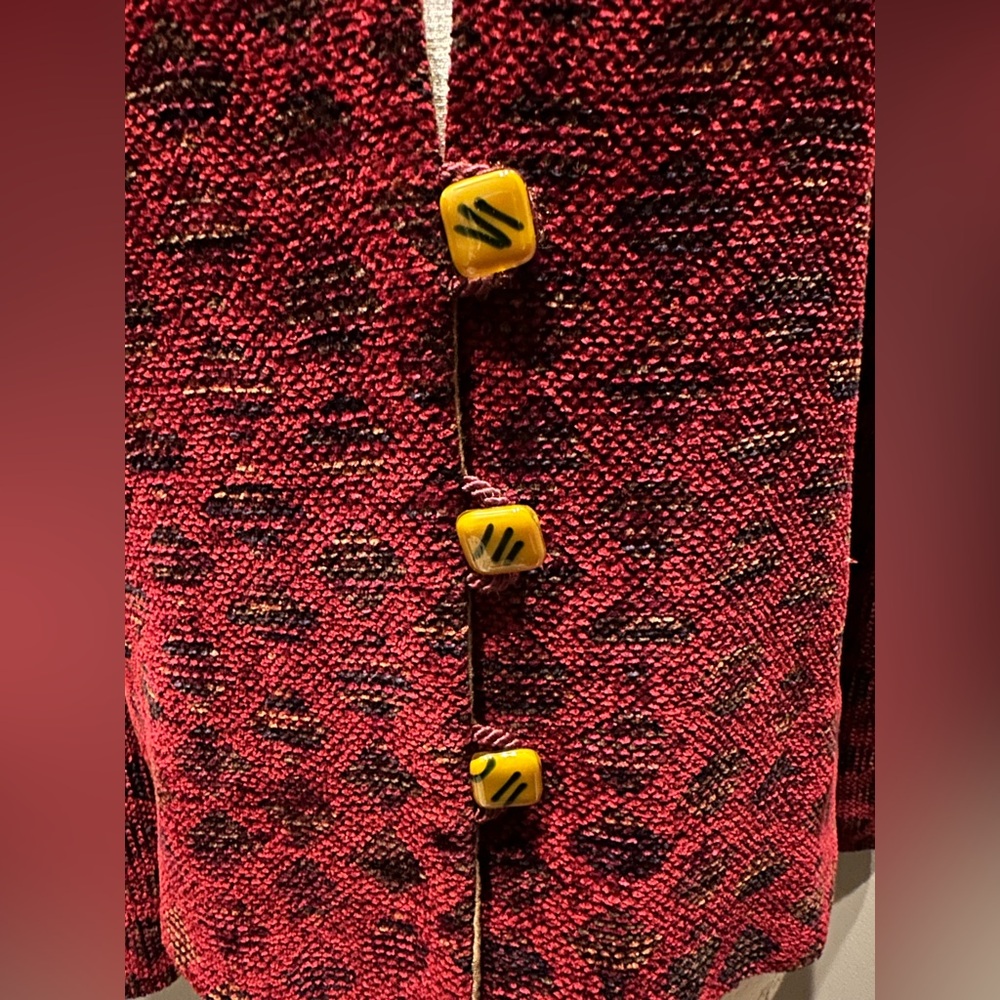 Susan Smith Artwear Chenille Patterned Jacket w/Jacquard Accents - VERY UNIQUE!! - Picture 2 of 13